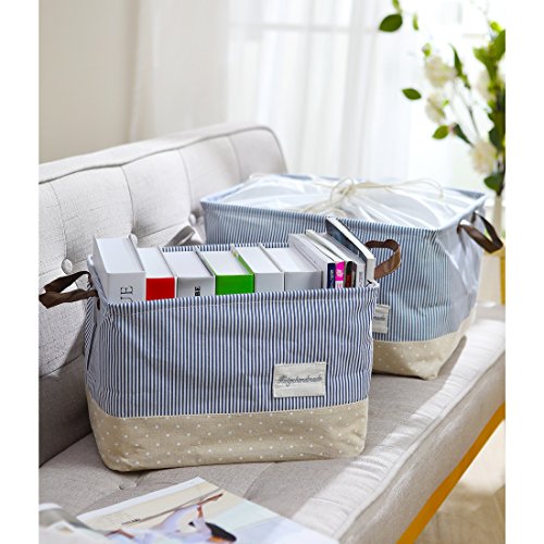 dokehom DKA0611BBS Baumwolle Leinen Quadratisch Aufbewahrung Wäschekorb, erhältlich in 5 Farben blau - 4