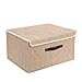 Produktbild THEE Aufbewahrungsbox Stoffkiste Ablagebox Schlafzimmer Accessoire-Organizer Aufbewahrungskasten mit Deckel Beige