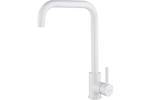 KINSE Rubinetto Lavello Cucina in Acciaio Inox, Miscelatore Monocomando, girevole a 360°, Bianco