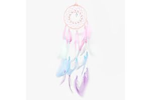 SVALOR Traumfänger Handgefertigt, Dreamcatcher mit Federn und Bunt Perlen, Traumfänger Kinder Mädchen, 15x48cm Dream Catchers - für Hochzeit Kindergarten Schlafzimmer Wandbehang Decor Geschenk - Rosa