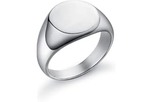 Joliernelle Round Siegelring Damen/Herren, Edelstahl/Gold Bandring Größe 49-67