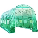 Superworth 5M X 2M Fully Galvanised Steel Frame Poly Tunnel Greenhouse Pollytunnel Tunnel 10 m² Area 2M Height 8 Windows 2 Doors 4 Sections