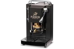 FABER COFFEE MACHINES | Modèle Pro Mini Deluxe | Machine à café à dosettes ese 44mm | Finition Chrome | Pressacialda en laiton (Mat Black)