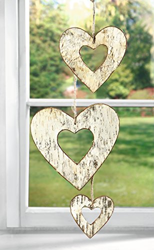Deko-Hänger „Herz“, natur im 3er Set - 4