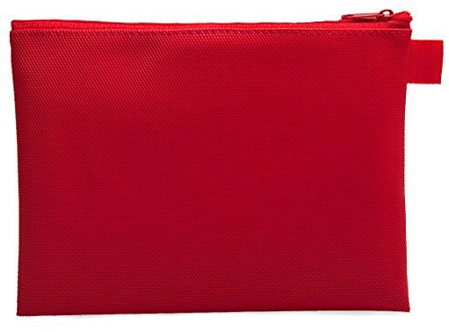 Zipper Bag - Set Of 5 - Carry All Pouch To Organize Travel Toiletries Pens Cosmetics (8 x 6, Red)