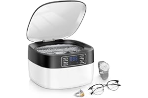 KITBEZN Dispositivo de limpieza por ultrasonidos, dispositivo de limpieza ultrasónica, 750 ml, limpiador acústico con temporizador digital para joyas, gafas, relojes, collares, maquinillas de afeitar,