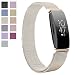 Produktbild TTVie Armband für Fitbit Inspire/Inspire HR, Milanaise Edelstahl Replacement Wrist Strap Uhrenarmband mit Einzigartige Magnet-Verschluss für Fitbit Inspire & Inspire HR, Champagner-Gold (Größe L)