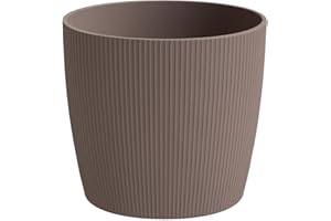 Home Garden Ornaments Decorative Plant Pots Indoor – Striped Indoor Plant Pot for Home and Garden (Diameter 18cm, Taupe)