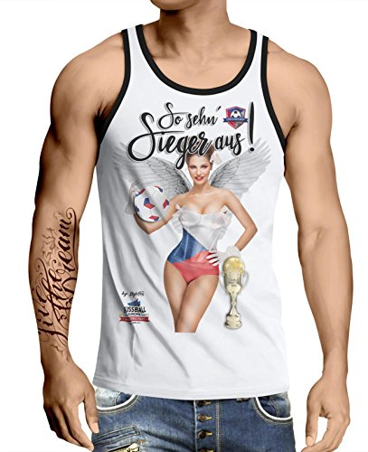 Stylotex Herren Tank Top basic So sehn Sieger aus Girl Tschechien Czech Republic, Farbe:weiss-schwarz;Größe:XXL