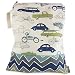 Logan + Lenora Classic Wet Bag - Nappy Diaper Wet Bag - Beach, Pool, Gym Bag for Swimsuits or Wet Clothes - Made in USA -Waterproof (Zoom Cars)
