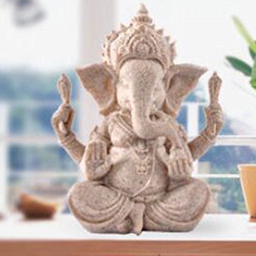 Sandstone Ganesha Buddha Figur Elephant Statue Sculpture Handmade Figurine - 6