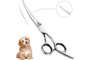 CHI-BUY Chibuy Curved Dog Grooming Scissors with Round Tips, Pet Curved Shear for Dogs and Cats, 4CR Stainless Steel Pets Bending Scissors, Professional Pet Grooming Tools for Home