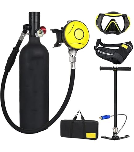 BigKing Scuba Tank 0,7L Con Maschera – Bombola Sub In Alluminio Aeronautico Per Immersioni Ricreative E Professionali