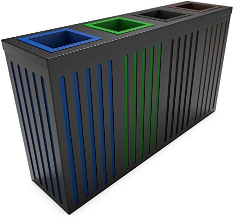 poubelledirect 90 Litres Bin Rubbish Sorting System for Company, Body: Orion 4 x 90/4 basin waste bin, Blue, Green, Brown, Anthracite – Anthracite, L