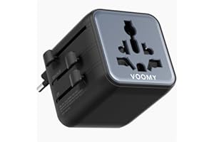 VOOMY Uniwersalny adapter podróżny, światowy adapter z uniwersalnym wejściem 2500W, 1 gniazdo AC, adapter podróżny Europa, UK, Meksyk, Niemcy, Australia, Japonia, Tajlandia, USA, akcesoria podróżne