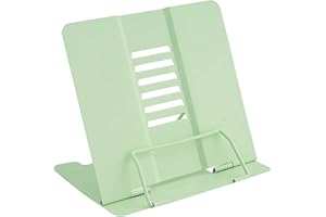 Geoyien Atril estudio, Atril para libros, Atril para estudiar, Estante lectura de metal multifuncional, ángulo ajustable, postura sentada correcta, para oficina, escuela, biblioteca, hogar (Verde)