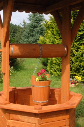 Zierbrunnen Holzbrunnen Brunnen Gartenbrunnen 1,90 m Dach 97×97 cm imprägniert - 2