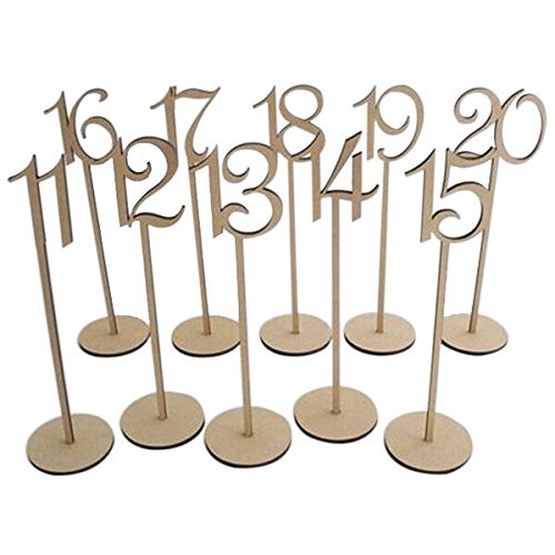Pixnor Hölzerne Hochzeit-Tabellennummer Sticks mit Base 8,7 x 35cm 1-20 - 2