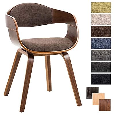 CLP Chaise Design Retro Kingston Tissu I Chaise de Salle à Manger Scandinave Accoudoir Ergonomique I Assise et Dossier Rembourrés I Couleur: Noyer/Marron