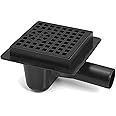 Sewerage Plastic Floor Ground Drain with Black Square Pattern Grid 50mm Pipe Diameter