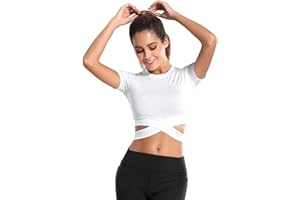 Afocuz Women Yoga Gym Crop Top Compression Workout Athletic Long Sleeve Shirt Sportwear