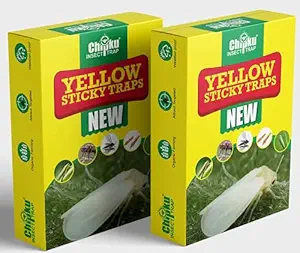 Chipku  -Yellow Sticky Glue Trap for Insect in Garden & Farm, Trapper for White Flies, Thrips, Small Insects on Plant (200*300 mm , Pack of 2*12 = 24 Traps)