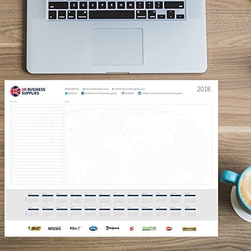 UK Business Supplies Paper Sheet Desk Jotter Pad Year 2018-2019 Weekly Planner Tasks Notes (A3-1 Desk Pad)