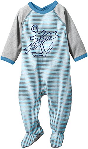 Petit Bateau Baby Boys 0-24m MAREK Crew Neck Long Sleeve Onesie, Multicoloured (Ecume/Efelant/Aquarius), 9-12 Months (Manufacturer size: 12 Months)
