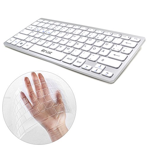 Bluetooth Tastatur || Iitrust Ultra dünn Bluetooth 3.0 Wireless Tastatur für Apple iOS / Microsoft Windows / Android (Deutsche Silber) *Schenken eine Schutzfolie