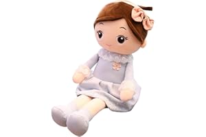 ISAKEN Muñeca de peluche suave con ropa y pelo, muñeco de peluche para niños, muñecos de peluche de peluche, regalo de cumpleaños para niñas, bebé, 40 cm