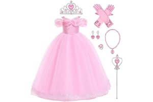 FYMNSI Kids Girl Cinderella Costume Princess Fancy Dress Up Butterfly Off Shoulder Long Dress for Halloween Christmas Carnival Cosplay