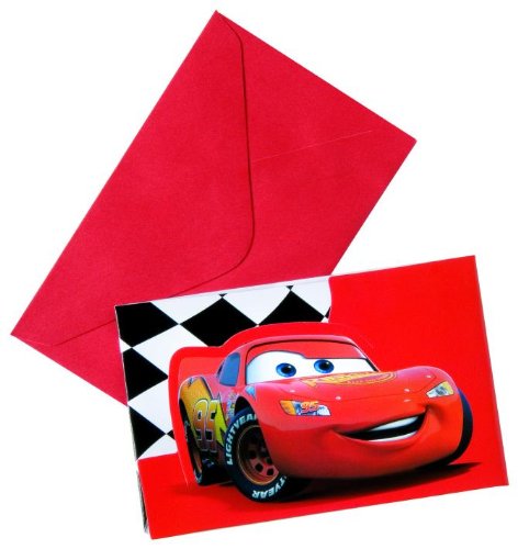 101-teiliges CARS RED PARTY SET für Kindergeburtstag mit 6-10 Kinder: Teller, Becher, Servietten, Einladungen, Wimpelkette, Luftballons, Luftschlangen u.v.m. // Geburtstag Party Kinderparty Kinderfest Kinder Fete Car II Auto Rennwagen Disney Lightning Mc Queen - 5