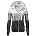 Produktbild Mäntel Damen Lange Sunday Herbst Casual Langarm Dünne Reißverschluss Kontrast Hood Hoodies Jacke (Beige, XL)