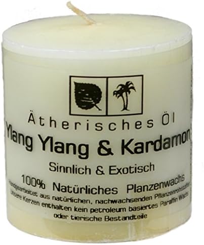 Natural Kerz 5 x 5 CM, made from plant wax, beduftet with YLANG YLANG essential oil &amp;&amp;Cardamon, unbleached wick
