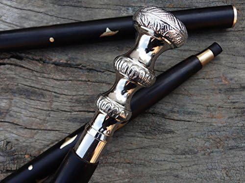 Brass-Designer-Victorian-Handle-Wooden-Vintage-Walking-Cane-Antique-Style-Stick