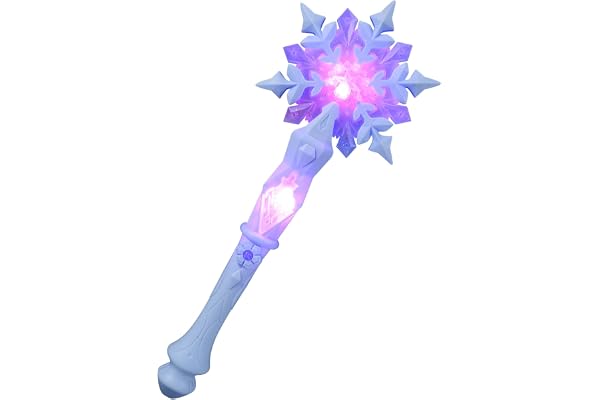 SAFIGLE Baguette magique flocon de neige : baguette magique LED princesses lumineuses flocons de neige pour parc de glace, fête, cosplay, Noël, Halloween, accessoires de fête, sans batterie, 32 cm