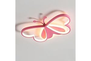 GUANSHAN Plafonnier créatif papillon 19,8 pouces pour chambre d'enfant, lampe de protection oculaire à spectre complet, lustre de dessin animé 3D pour chambres, chambres de garçons ou de filles