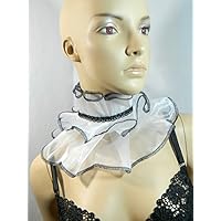 Halskrause schwarz weiß Kragen Clown Harlekin Pierrot Verkleidung Kostüm Halsband Mühlsteinkragen