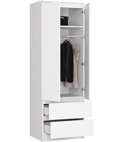 BDW kledingkast met opzetstuk, 4-deurs kledingkast, 2 laden, voor de slaapkamer, woonkamer, hal, 234x60x51cm (eiken Sonoma), eenheidsmaat