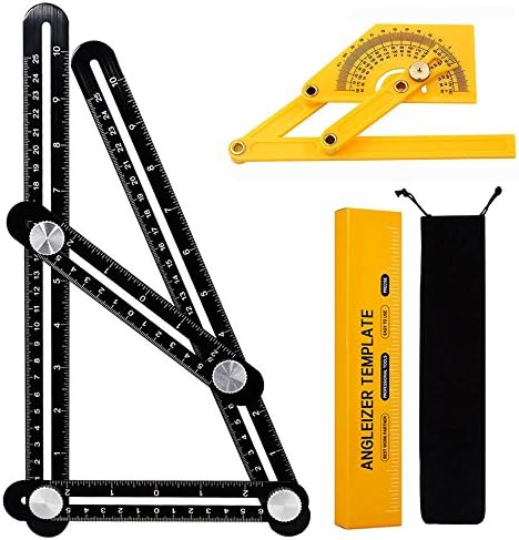Angle Measuring Ruler, YAHE Template Tool Multi Angle Measuring Ruler Premium Aluminum Alloy Angleizer Measuring Ruler Tool for Carpenter, Handymen, Builders, Craftsmen or Any DIY-ers