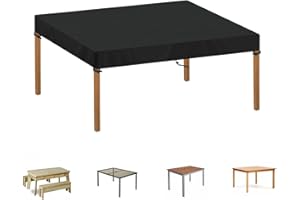 SIMPHAUS Pokrowiec na blat stołu ogrodowego, prostokątny, wodoodporny, zewnętrzny pokrowiec na stół bistro i krzesła, pokrowce na meble ogrodowe, meble balkonowe, wiatroszczelna, anty-UV 420D, tkanina