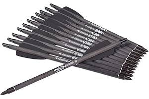 ELONG OUTDOOR 7.5" Crossbow Bolts Carbon Arrows SP350 with 100grain Tips for Cobra System R9 Bow Hunting, Pack of 12