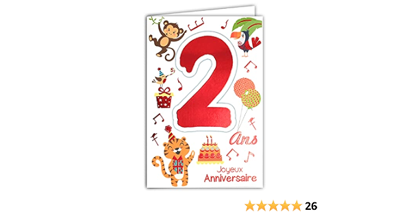 Afie 69 2102 Joyeux Anniversaire 2 Ans Rouge Brillant Enfant Garcon Fille Amazon Fr Cuisine Et Maison