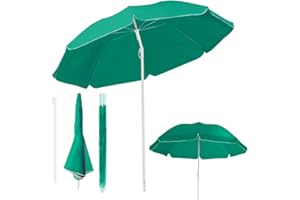 HOME KOKO LOOK SET di OMBRELLONE da Spiaggia Inclinabile 200CM + APPENDIABITI + SACCA PVC, Obrellone da Balcone/Giardino/Terrazzo/Piscina/Pesca Esterno Antivento Portabile