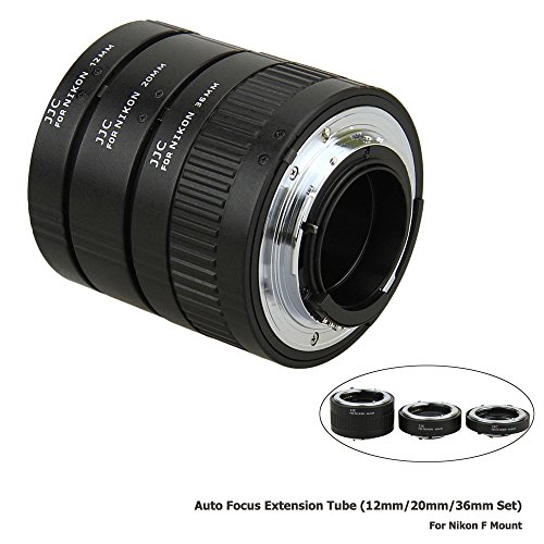 JJC 12mm/20mm/36mm Sets Metal Tubo de Extensión TTL Enfoque Automático AF para Objetivos Nikon F-Mount y Cámaras DSLR