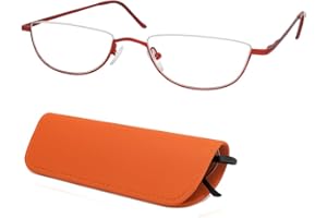 Mini Brille Metalowe okulary do czytania z półksiężycem, oprawka ze stali nierdzewnej z zawiasem sprężynowym, czytelnicy dla mężczyzn i kobiet