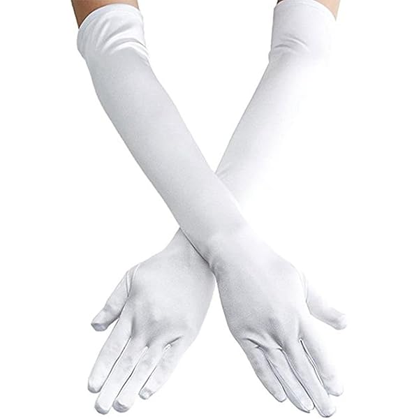 Paire De Gants Longs En Satin Pour Femmes - Style Rétro Années 1920, Longueur 55 Cm - Pour Soirée, Opéra, Cosplay, Halloween (Noir Ou Blanc)
