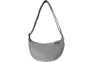 INPION Nylon Crescent Bag for Women, Hobos Crossbody Bag Dumpling Bag with Adjustable Strap Women's Solid Color Moon Bag Shoulder Bag for Daily Use