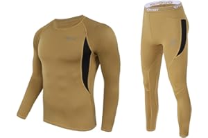WINDCHASER Men's Thermal Underwear Set Long Sleeve Tops Long Johns Base Layer Bottom Fleece Lined for Skiing Cycling