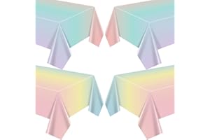 APUXXJUPA 4 tovaglie per feste color arcobaleno pastello, impermeabili, oleose, per compleanni, Pasqua, matrimoni, feste di compleanno, 130 x 220 cm